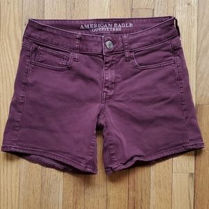 American Eagle Outfitters super stretch burgundy midi shorts size 2